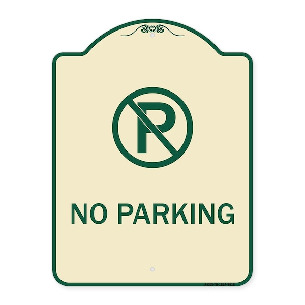 Signmission Designer Series-No Parking Small, Tan & Green Heavy-Gauge Aluminum, 24" x 18", TG-1824-9816 A-DES-TG-1824-9816 - main